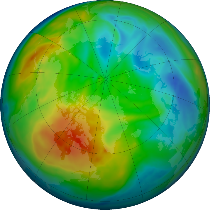 Arctic ozone map for 09 December 2019